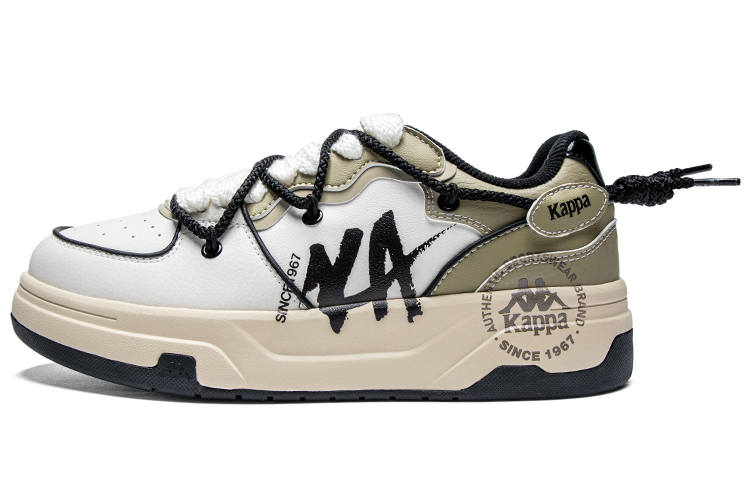 Kappa Slip Resistant Abrasion Resistant Low top Skateboard Shoes Unisex Heron Feather White/Khaki