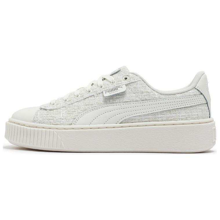 PUMA Basket Abrasion Resistant Abrasion Resistant Low top Skateboard Shoes Women's Gray White