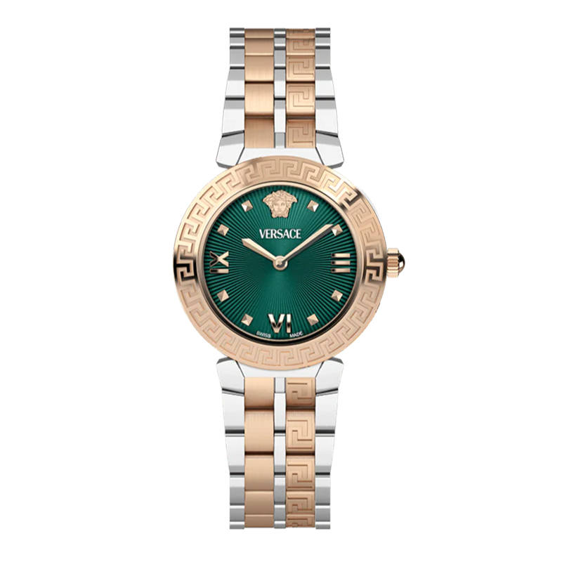 VERSACE Fretwork Stud Collection Classic Collection Wrist Watches Quartz Movement 32mm Blue Dial Women's Watch