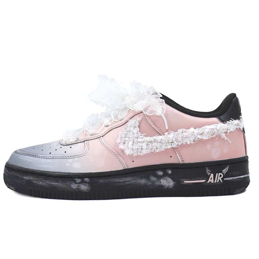 Nike Nike Air Force 1 Cherry Blossom Cat Abrasion Resistant Breathable Low top Skateboard Shoes Women's Black Pink