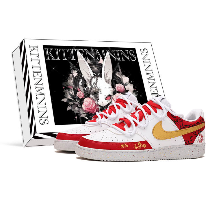 Nike Nike Court Vision 1 Abrasion Resistant Low top Skateboard Shoes Men's Red White