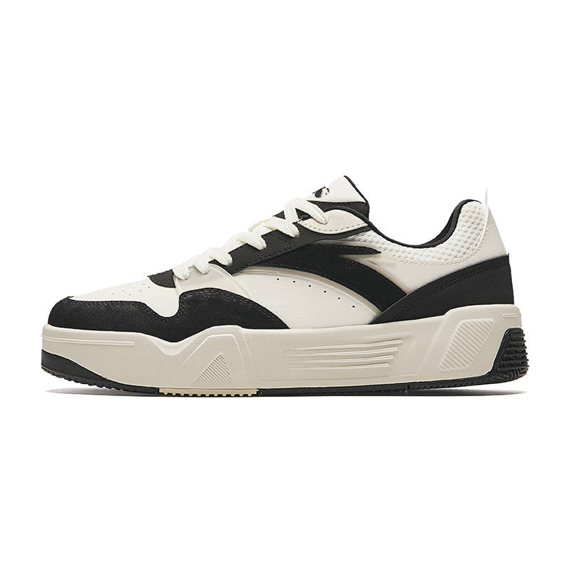 Anta C37 Series Comfortable Abrasion Resistant Lightweight Height Increasing Low top Skateboard Shoes Men's Black White