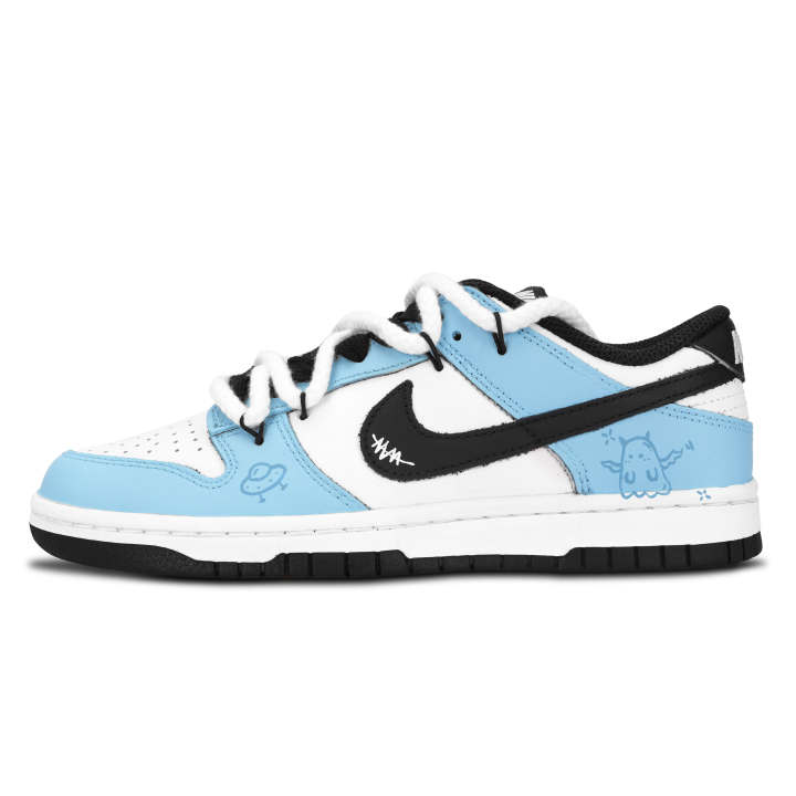 Nike Nike Dunk Black White, Deep Blue Magic Choice Abrasion Resistant Abrasion Resistant Low top Skateboard Shoes Unisex