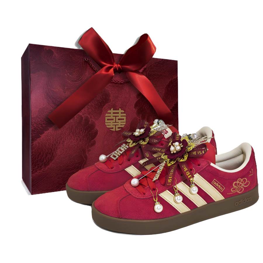 Adidas Adidas Vl Court Classic Match Made In Heaven Abrasion Resistant Low top Skateboard Shoes Unisex Red Gold