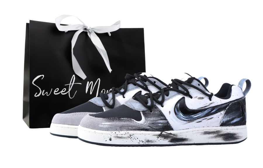 Nike Nike Court Borough Drippy Black Whirlwind Abrasion Resistant Low top Skateboard Shoes Men's Gray Black
