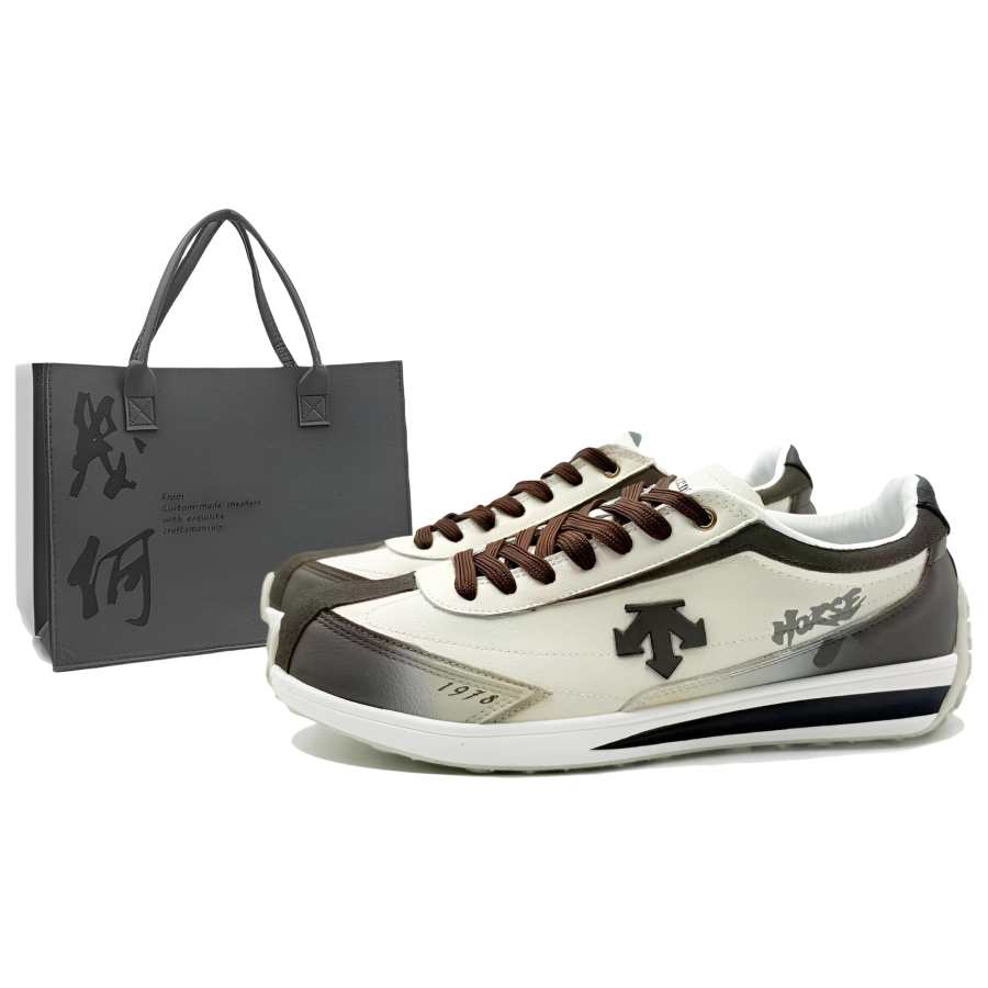 DESCENTE Cron Racer Abrasion Resistant Low top Skateboard Shoes Unisex Beige Brown
