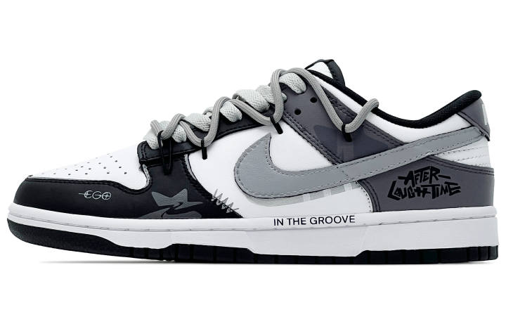Nike Nike Dunk Leather Abrasion Resistant Abrasion Resistant Low top Skateboard Shoes Unisex Black White Gray