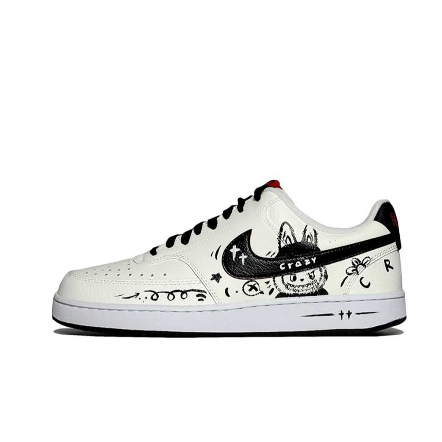 Nike Nike Court Vision 1 Synthetic Leather Abrasion Resistant Abrasion Resistant Low top Skateboard Shoes Men's Black White