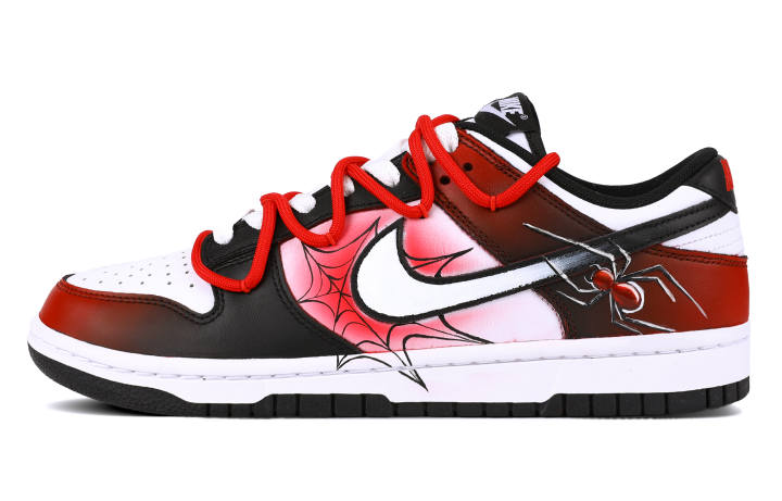 Nike Nike Dunk Abrasion Resistant Abrasion Resistant Low top Skateboard Shoes Unisex Red Black White