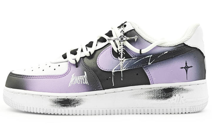 Nike Nike Air Force 1 Abrasion Resistant Low top Skateboard Shoes Men's Black Purple