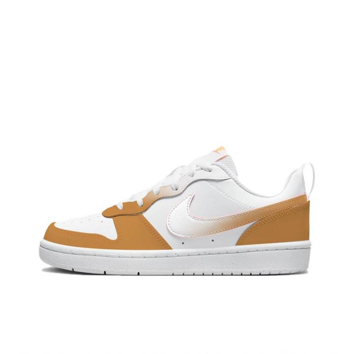 Nike Nike Active Girlish Warm Orange Leather Low top Skateboard Shoes Women's White Orange
