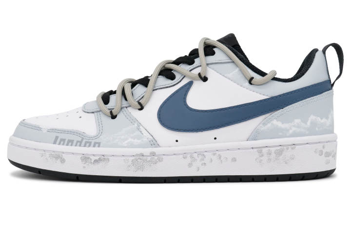 Nike Nike Court Borough Cloud Shadow Non slip Lightweight Low top Skateboard Shoes GS Blue Cyan White