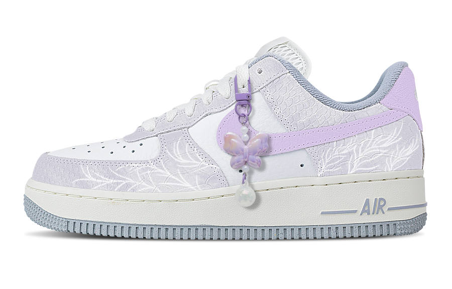 Nike Nike Air Force 1 Purple Butterfly Slip Resistant Abrasion Resistant Low top Skateboard Shoes Women's Purple