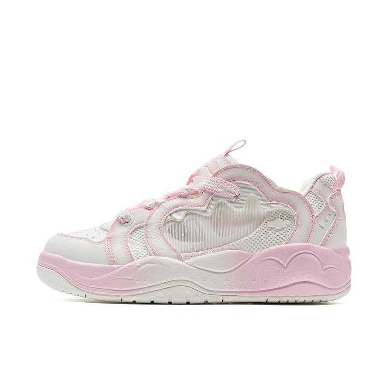 XTEP Slip Resistant, Abrasion Resistant, Breathable Low top Skateboard Shoes Women's Pink White