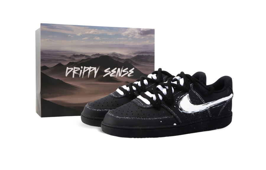 Nike Nike Court Vision 1 Drippy Clear Glow Abrasion Resistant Low top Skateboard Shoes Unisex Black White