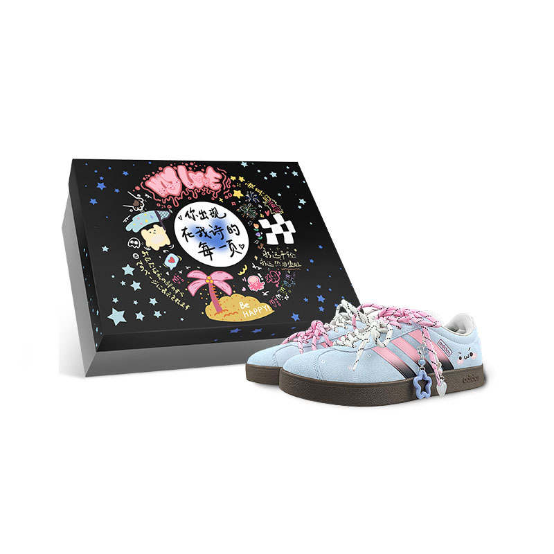 Adidas Adidas VL COURT 2.0 Cushioning Abrasion Resistant Low top Skateboard Shoes Unisex Blue Pink