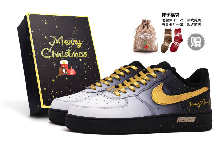 Nike Nike Air Force 1 Skateboard Shoes Men's Low Top Black/Gold