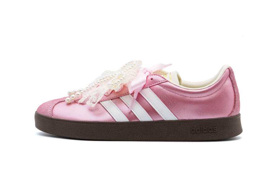 Adidas Adidas Vl Court Classic Abrasion Resistant Abrasion Resistant Low top Skateboard Shoes Women's Pink White