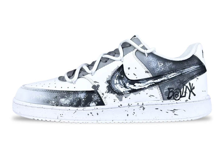 Nike Nike Court Vision 1 Illusion, Star Halo Abrasion Resistant Low top Skateboard Shoes Men's Black White