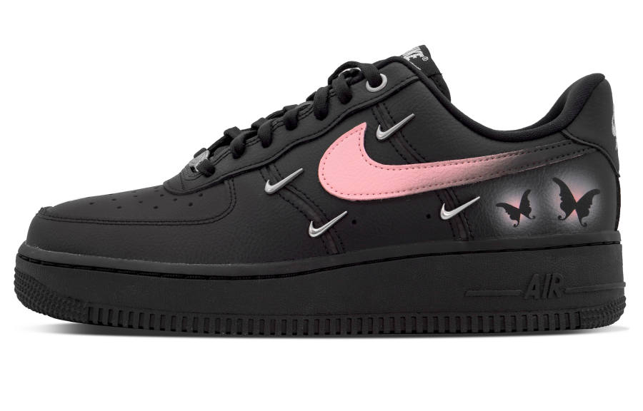Nike Nike Air Force 1 Slip Resistant Abrasion Resistant Low top Skateboard Shoes Women's Black Pink
