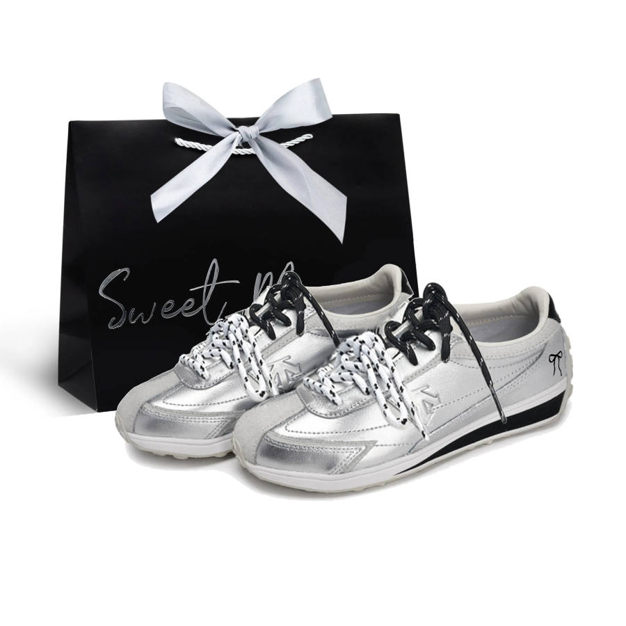 DESCENTE Cron Racer Silver Butterfly Leather Abrasion Resistant Low top Skateboard Shoes Unisex Silver