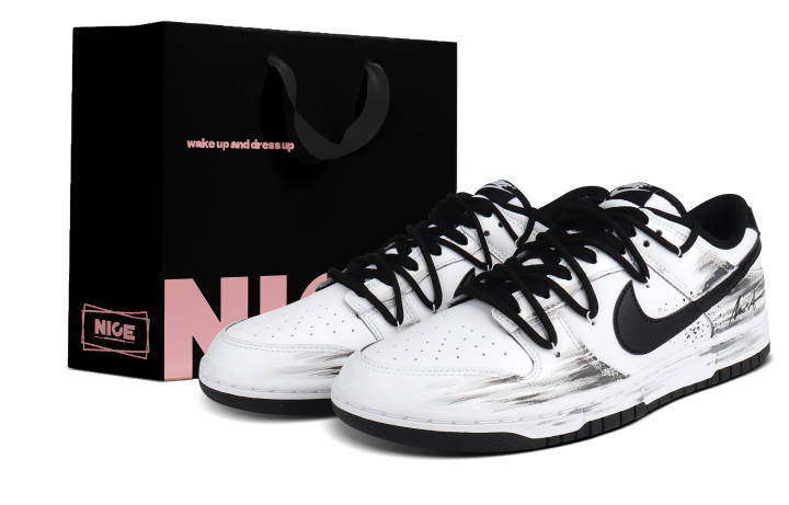 Nike Nike Dunk Abrasion Resistant Low top Skateboard Shoes Unisex Black White