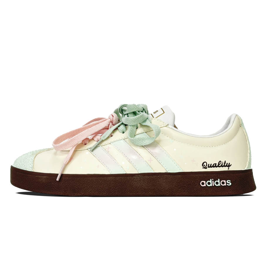 Adidas Adidas VL COURT 2.0 Slip Resistant Lightweight Non slip Lightweight Low top Skateboard Shoes Unisex Yellow Green