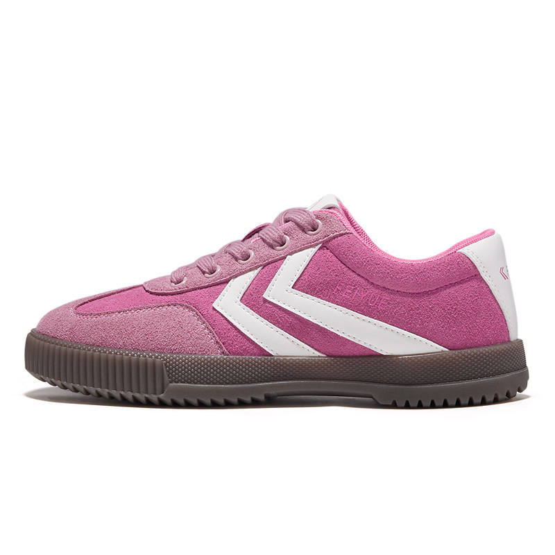 FEIYUE Synthetic Leather Slip-Resistant Abrasion-Resistant Low-top Skateboard Shoes Women's Rose Red