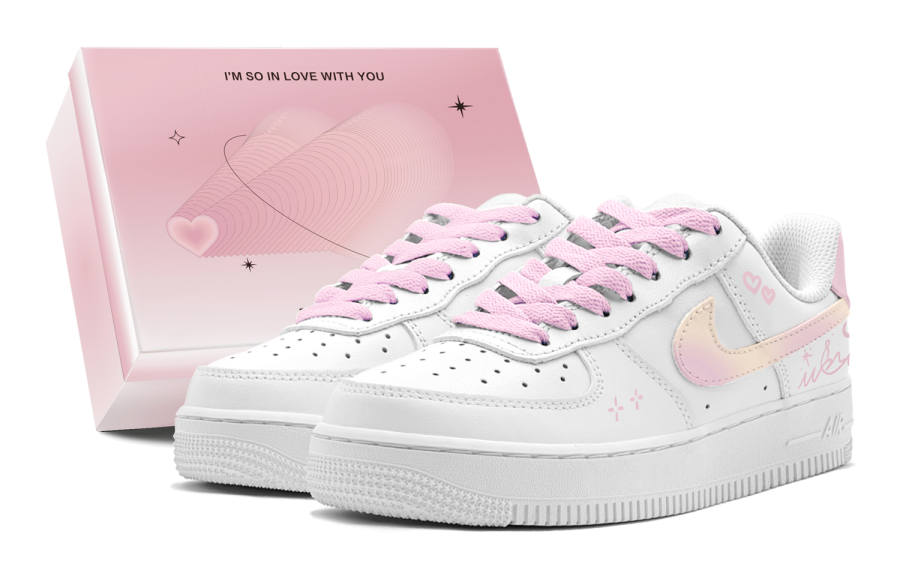 Nike Nike Air Force 1 Abrasion Resistant Abrasion Resistant Low top Skateboard Shoes Women's Pink Yellow
