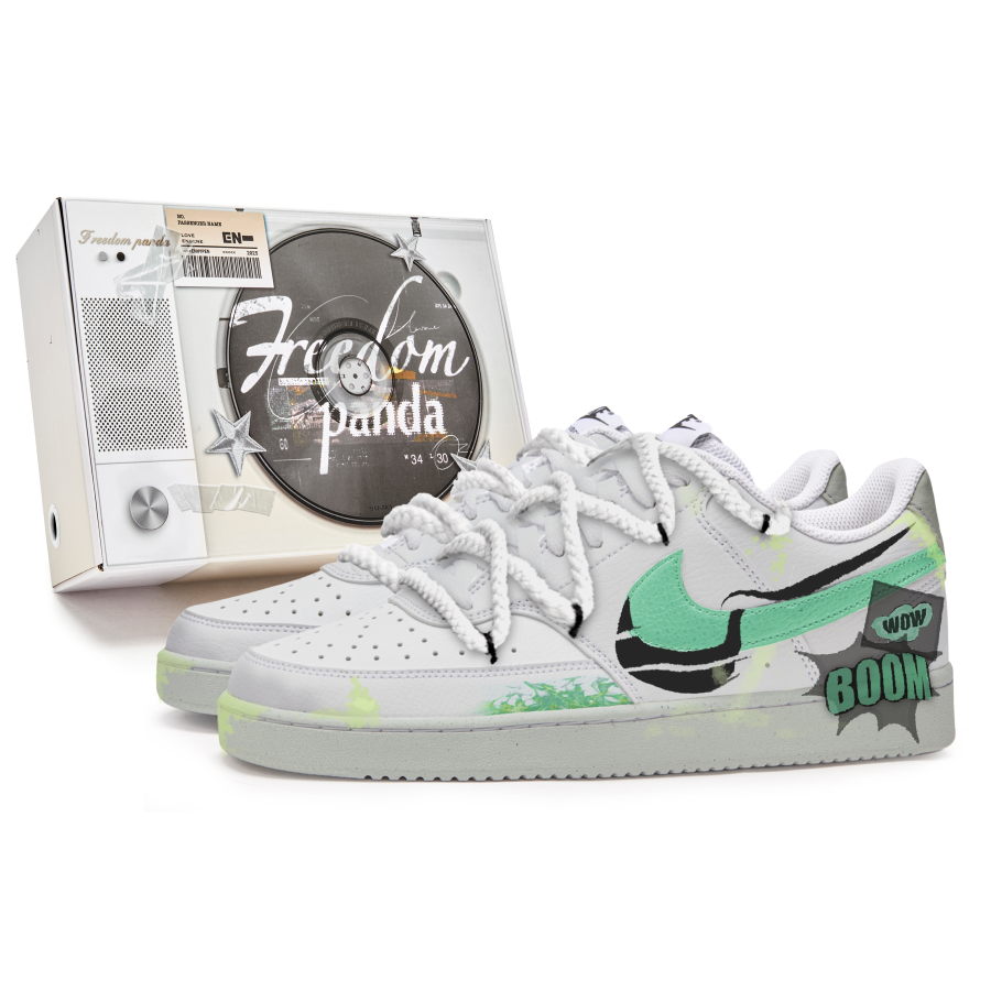 Nike Nike Court Vision 1 Slip Resistant Abrasion Resistant Low top Skateboard Shoes Men's White Green