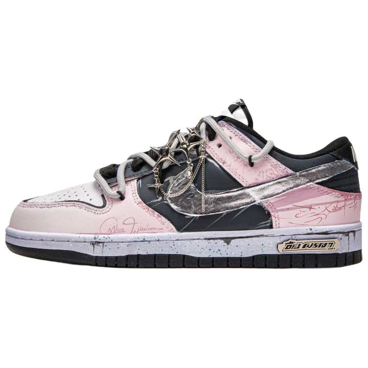 Nike Nike Dunk Leather Quick Dry Abrasion Resistant Quick Dry Abrasion Resistant Low top Skateboard Shoes Unisex Black Pink