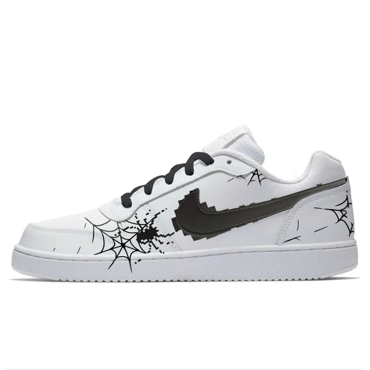 Nike Nike EBERNON Pixel Spider Web Leather Abrasion Resistant Low top Skateboard Shoes Unisex Black White