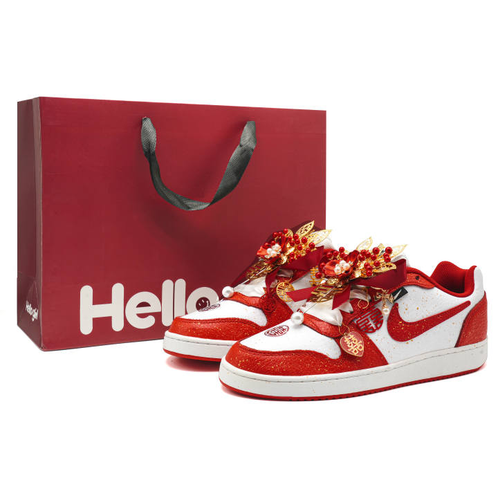 Nike Nike EBERNON Good Fortune And Prosperity Cushioning Lightweight Low top Skateboard Shoes Men's White Red