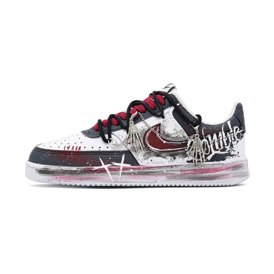 Nike Nike Court Vision 1 Knight Synthetic Leather Coverage Low top Skateboard Shoes Unisex Black Red