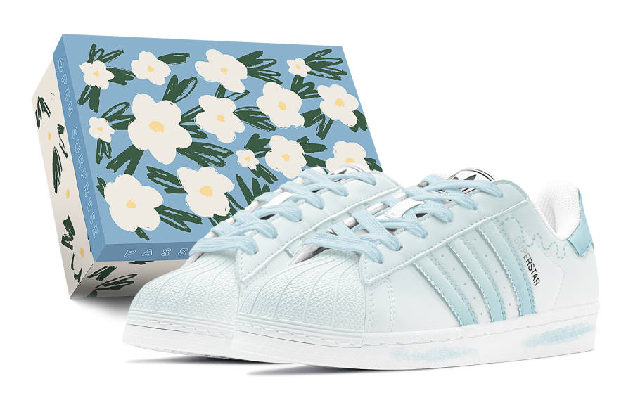 Adidas Originals Superstar 2 Fall Stylish, Line Graffiti Low top Skateboard Shoes Unisex Blue White