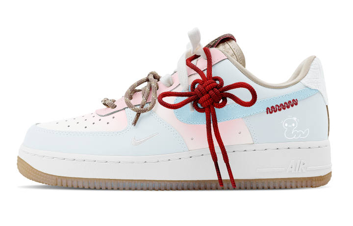 Nike Nike Air Force 1 Slip Resistant Abrasion Resistant Low top Skateboard Shoes Women's Light Blue Pink