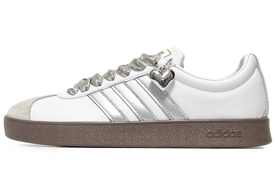 Adidas Adidas Vl Court Classic Silver Satin Low top Skateboard Shoes Unisex White Silver