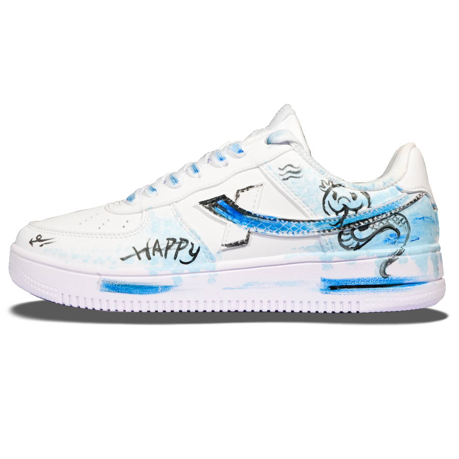 XTEP Air Force 1 Cushioning Slip Resistant Breathable Low top Skateboard Shoes Men's White Blue