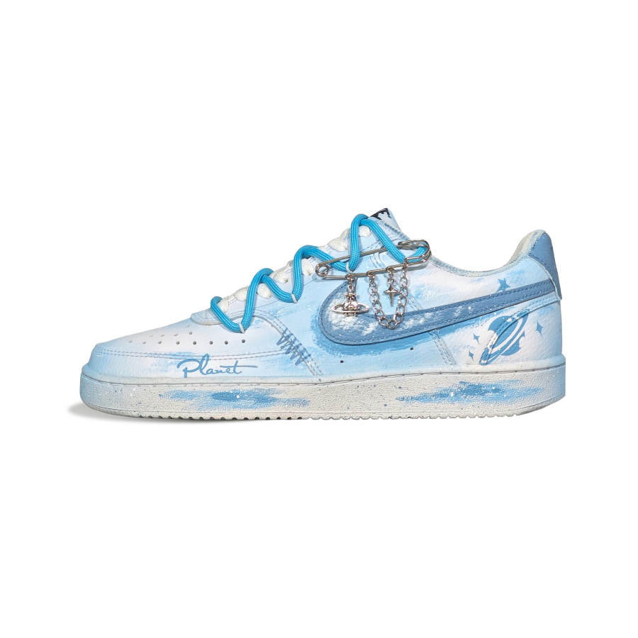 Nike Nike Leather Slip Resistant Abrasion Resistant Low top Skateboard Shoes Unisex Blue