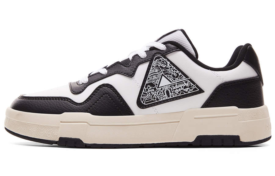 PEAK Skateboard Shoes Men's Low Top All White Black
