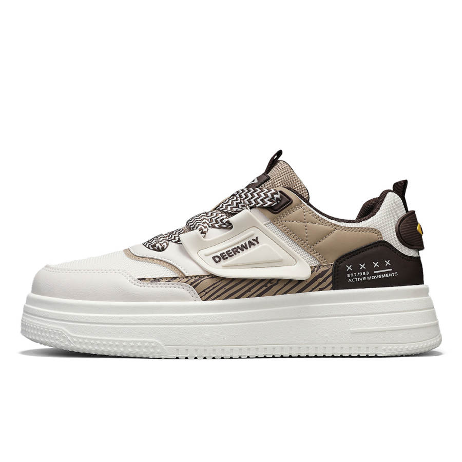 DEERWAY Slip Resistant, Abrasion Resistant, Breathable Low top Skateboard Shoes Men's Beige Khaki