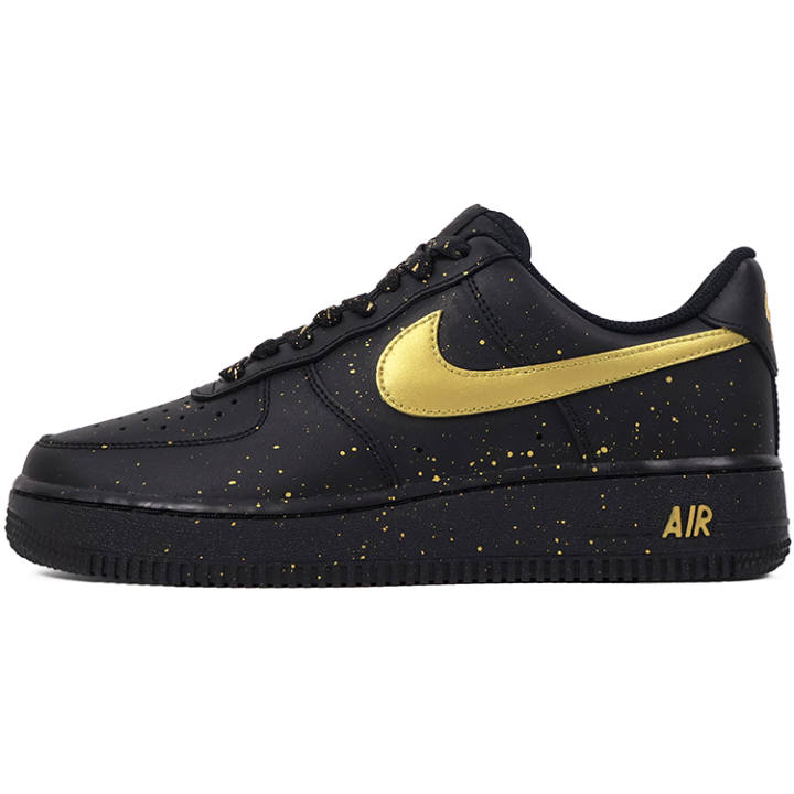 Nike Nike Air Force 1 Abrasion Resistant Low top Skateboard Shoes Unisex Black Gold