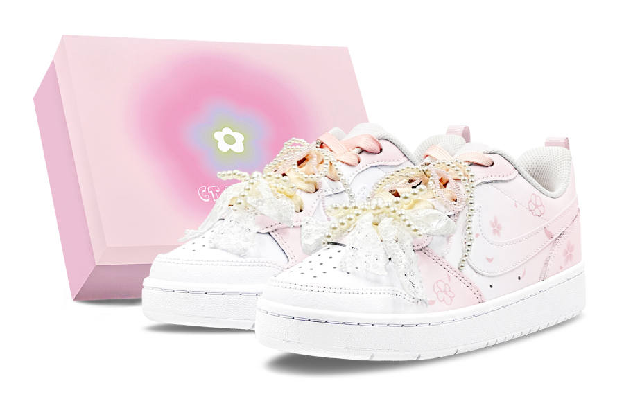 Nike Nike Court Borough Spring Glimmering Sakura Abrasion Resistant Low top Skateboard Shoes Women's Pink