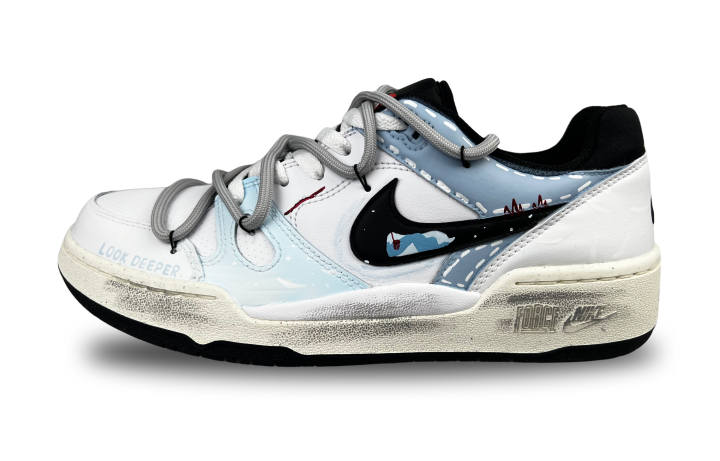 Nike Nike Full Force Deep Sea Below Abrasion Resistant Abrasion Resistant Low top Skateboard Shoes Men's White Blue