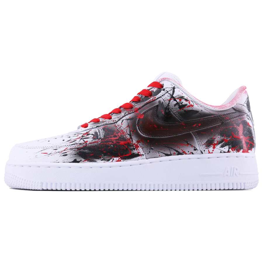 Nike Nike Air Force 1 Graffiti Storm Abrasion Resistant Low top Skateboard Shoes Men's White Black Red