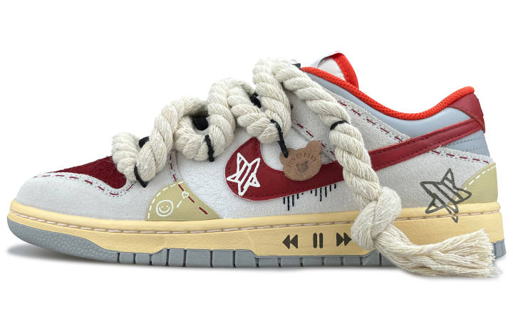 Nike Nike Dunk Skateboard Shoes Unisex Low Top Beige/Yellow/Red/Gray