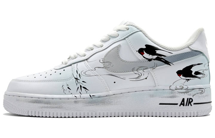 Nike Nike Air Force 1 He Sù Space, Ink Swallow Shadow Cow Leather Abrasion Resistant Low top Skateboard Shoes Men's