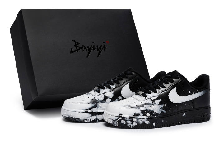 Nike Nike Air Force 1 07 811 Manufacturing, Gothic White Flame, Special Shoe Box Low top Skateboard Shoes Unisex Black White