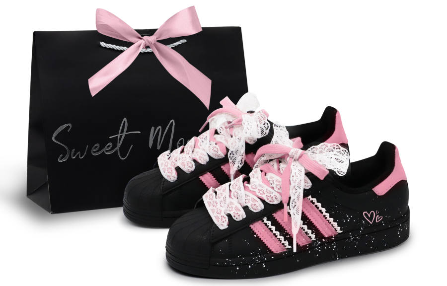 Adidas Originals Superstar 2 Skateboard Shoes Women's Low Top Black/Pink