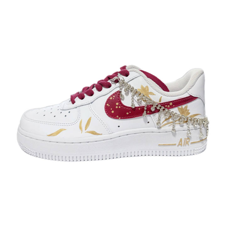 Nike Nike Air Force 1 07 Maple Forest Leather Low top Skateboard Shoes Men's Red White Gold